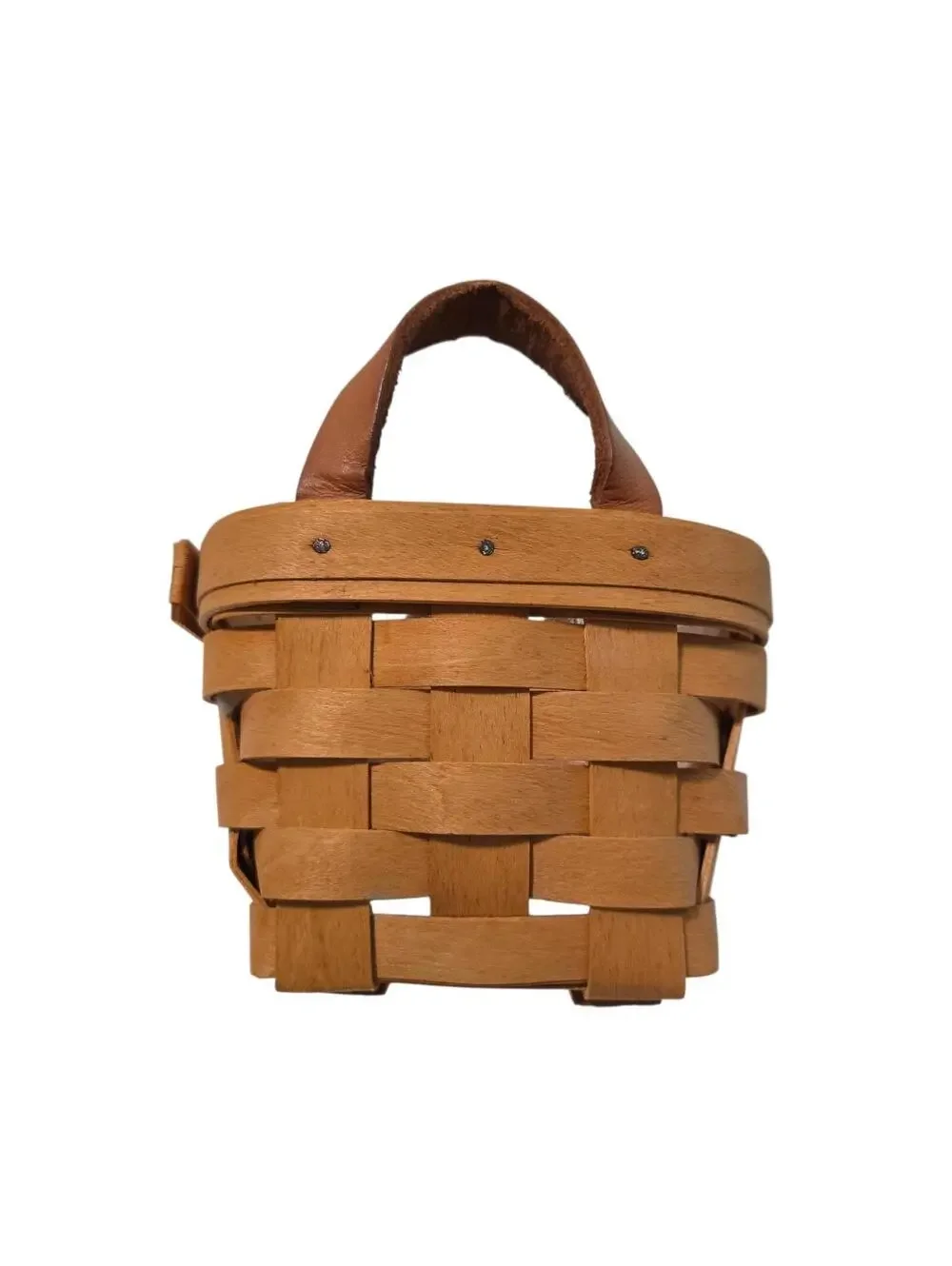 Vintage 1998 Longaberger Tea Basket Leather Handles Protector & Paperwork Signed